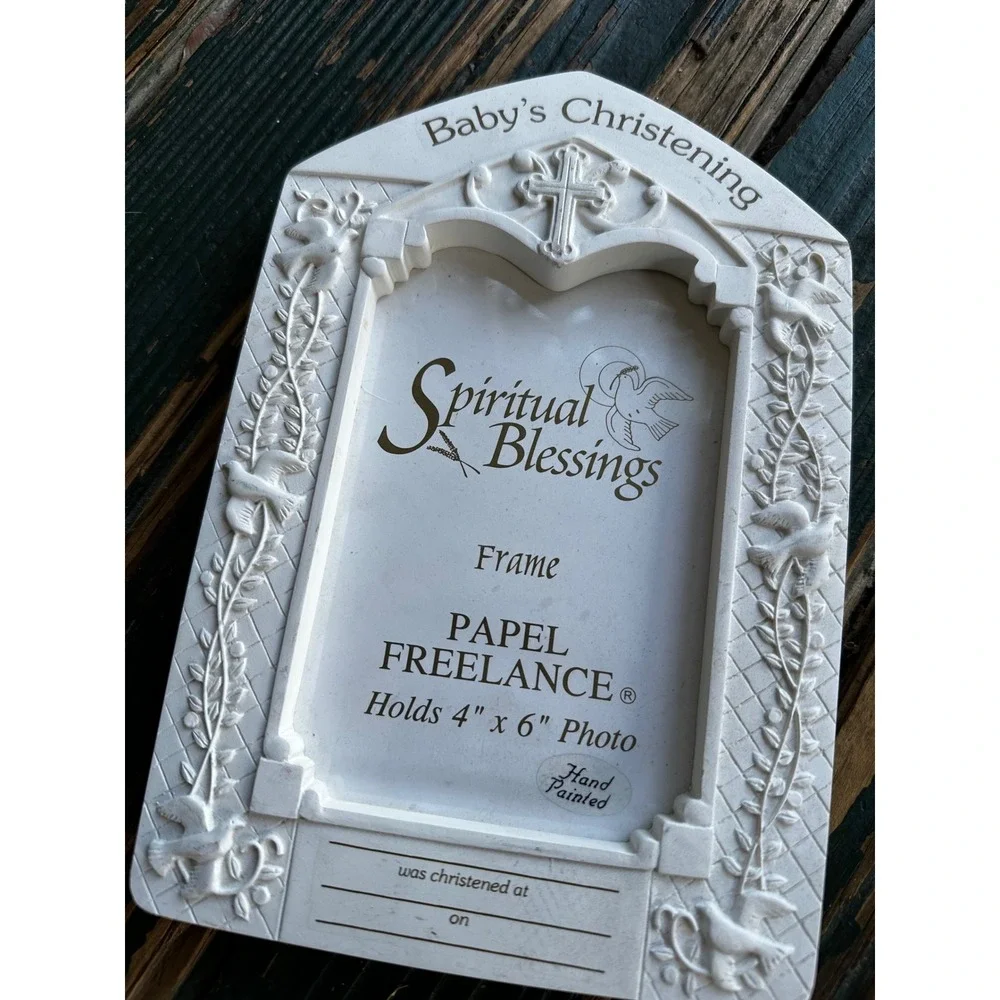 Papel Freelance Spiritual Blessings Babys Christening 4x6 Picture Frame White‎